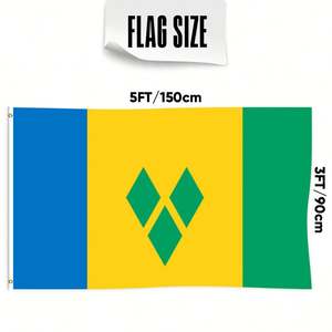 Drapeaux de Saint-<span class=keywords><strong>Vincent</strong></span>-et-les-Grenadines en polyester 3x5 pieds en gros, personnalisables pour toutes les nations, expédition rapide, fournisseur fiable - Product Image 3