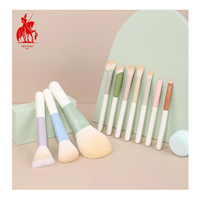 Juego de 10 brochas de maquillaje portátiles de la serie Morandi, brochas de maquillaje sintéticas de viaje bonitas de Color, logotipo personalizado