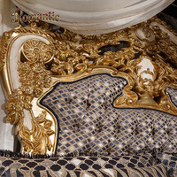 Vente directe d'usine, lits de luxe de haute qualité de style royal européen, en bois massif, sculptés à la main, dorés à l'ancienne, avec baldaquin