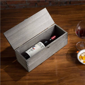 Boîte cadeau en bois artisanale DS pour vin, avec couvercle à charnière, grain de bois naturel apparent, forme rectangulaire, pour une bouteille, emballage pour vin de la région - Product Image 2