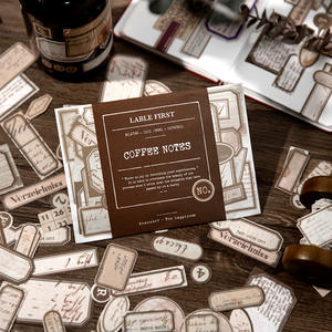 200 feuilles/paquet étiquette première série étiquette bâton sac en papier rétro fond Collage décoration carnet Message autocollants 5 modèles - Product Image 2