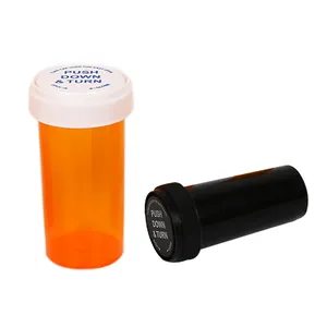 plastic dram 8dr custom pills childproof containers reversible cap vials pill bottles with child safety cap pp vial