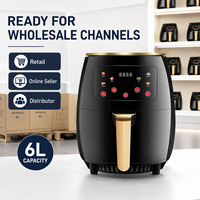Freidora de Aire de 6L para Cadenas de Tiendas, 1400W, Multicolor, Enchufe Múltiple, Programa de Distribución de Freidoras de Aire, Fábrica OEM, CE