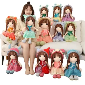 Jk putri Feier mainan mewah rambut coklat boneka Bunga Peri mainan mewah simulasi hadiah boneka mewah gadis kecil dengan topi lucu