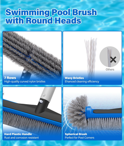 4-in-1 Deluxe <span class=keywords><strong>Pool</strong></span>-Reinigungsset 10 Fuß Verstellbare Stange 13,4'' Feinmaschiges Skimmer-Netz 17,3'' Schwimmbadbürste Zusätzliche Bürsten CN - Product Image 5