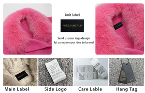 Commercio all'ingrosso rosa blu <span class=keywords><strong>verde</strong></span> bianco colore signora cappotti lunghi in <span class=keywords><strong>pelliccia</strong></span> di lana Cashmere con polsini staccabili in <span class=keywords><strong>pelliccia</strong></span> di volpe - Product Image 4