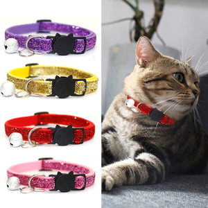 ปลอกคอแมวกำมะหยี่สีทองหลากสีแบบปรับได้พร้อมกระดิ่ง ขายส่ง - Product Image 4