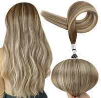 Service OEM ODM Extensions de cheveux naturels pré-collées I-Tips Remy, brun foncé balayage, extensions de cheveux à la kératine invisibles