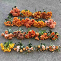 Orange Farbe Blumenstrauß Blumen Glyzinien Sonnenblume Pfingstrose Hochzeit dekorative Seide Kunststoff Rose Blumen künstlich