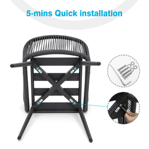 Outdoor Patio Dining Chairs All-Weather <b>Waterproof</b> Woven Rope Seating <b>Set</b> 2 Modern Bistro Chairs Adjustable Height Armrest - Product Image 6
