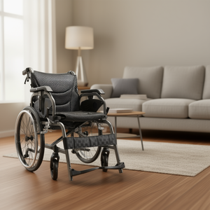 Fauteuil roulant manuel léger en aluminium pour adulte, tube carré de 18 pouces, roues arrière de 22 pouces avec freins avant et arrière verrouillables - Product Image 2