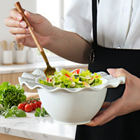 Bol en céramique à bordure ajourée en dentelle pour la maison et l'hôtel, idéal pour les fruits et les salades, bol de service décoratif