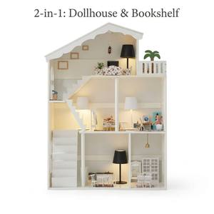 미니어처 화이트 인형의 집 캐비닛 모양 장난감 보관 주최자 어린이 가구 세트 어린이 책장 - Product Image 3