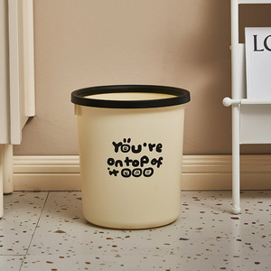 Cylindrical Trash Can Red And Black Mixed Colors Indoor Use For Home Kitchen Bathroom Toilet Large Capacity Thickened Design - Product Image 2