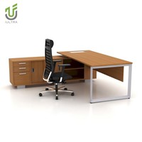 Bureau de direction contemporain IULTRA en forme de L avec rangement latéral