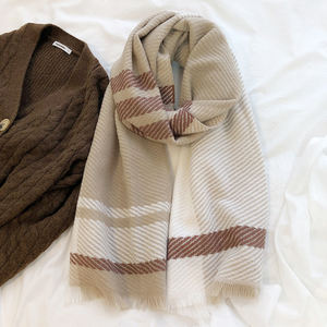 <strong>Japanese</strong> Color Blocked <strong>Geometric</strong> Warm Scarf Women's Winter Long Style Temperament Shawl Scarf - Product Image 4