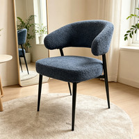 Chaise de salle à manger de style nordique, luxe léger, moderne et minimaliste, chaise de coiffeuse en lin pour la maison, chaise en fer forgé, chaise de coiffeuse en bouclette
