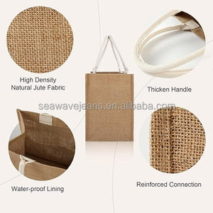 Sacs fourre-tout en jute écologiques en gros, sacs de courses en toile de jute naturelle, pochettes en lin, sacs avec logo imprimé - Product Image 2