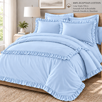 Ensemble de literie à volants personnalisé, marque privée, en coton lavé, style Cottagecore, comprenant une housse de couette et une jupe de lit, pour marques de boutiques