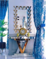 Ensemble Moderne Minimaliste de Table Console et Miroir Argenté pour Villa, Salon, Chambre d'Hôtel