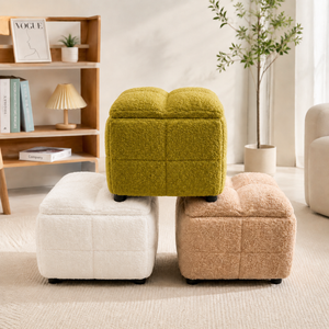 <span class=keywords><strong>Sgabello</strong></span> Moderno in Velluto Teddy con Contenitore, Imbottito in Spugna, <span class=keywords><strong>Piccolo</strong></span> Quadrato Impilabile, Pouf Portatile per Ingresso e Camera da Letto, Morbido Arredo Casa - Product Image 5