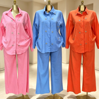 Ensembles de pantalons : Chemise décontractée à manches longues et pantalon large 2 pièces pour femme – Tenue élégante d'été – Vente en gros
