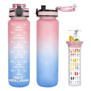 Silverjet Gradient Tritan Water Bottle 1000Ml Leak Proof Lid Sport Outdoor Gym Camping Eco Friendly <b>Plastic</b> <b>Drinkware</b> - Product Image 4