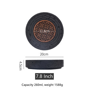 จานน้ำแข็งแห้งสำหรับร้านอาหารและจานหินภูเขาไฟซูชิมิญี่ปุ่นซาชิมิแซลมอนอาหารทะเลจานเสิร์ฟอาหารมื้อค่ำ - Product Image 5