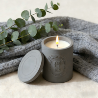 Pot à bougie vide de luxe moderne en gros avec couvercle, support rond original en ciment pour la fabrication de bougies en cire de soja