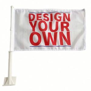 Banderas Personalizadas para Ventana de Auto, Mini Banderas de Poliéster al por Mayor, Bandera Personalizada Sublimada para Ventana de Auto con Asta de Plástico - Product Image 1