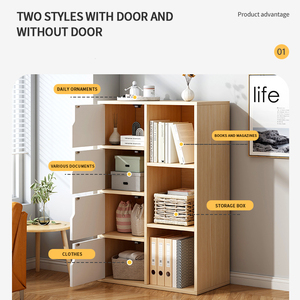 Holesale helf 3 ooooden ITH liding Doors ooookcase tortorage - Product Image 4