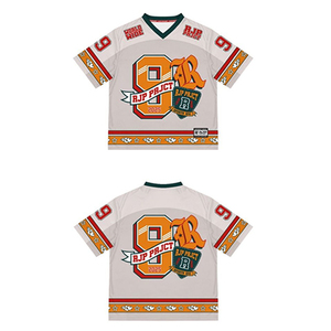 เสื้อเจอร์ซีย์ย้อนยุคอเมริกันฟุตบอลเจอร์ซีย์ผ้าตาข่ายระบายอากาศสำหรับสโมสรผลิตตามสั่ง - Product Image 1