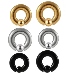 8G-00G Extenseur d'<span class=keywords><strong>oreille</strong></span> en acier chirurgical Anneaux de piercing corporel Grand calibre BCR Boules de perles captives Lourdes Vente en gros pour l'utilisation de bijoux - Product Image 1