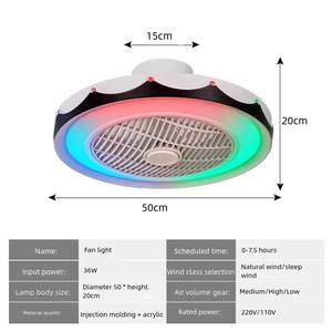 Ventilador de Techo LED Moderno, Delgado, RGB, con Control Remoto, Regulable, Control por Aplicación Móvil, para Interiores, Dormitorio, Sala de Estar, Comedor, 110-220V - Product Image 2