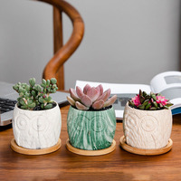 Hibou à motif de marbre scandinave et nordique, Pot de fleurs succulente en céramique, modèle Miniature, pour décor