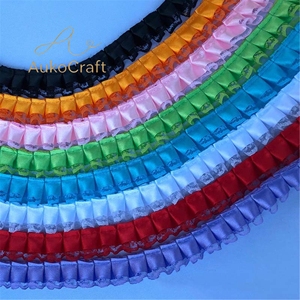 Pita Satin Lipit Ruffle 22mm untuk DIY Pembuatan Gaun, Jahitan, Hiasan Sepatu, Topi, Rok Boneka, Bahan Tekstil Elastis, Trim Pinggir Kain - Product Image 5