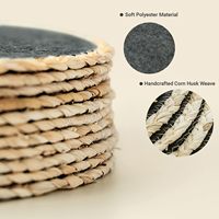 Set de dessous de plat et de verre rustique en feutre de laine avec bord en paille tressé à la main, isolant thermique et antidérapant pour table à manger