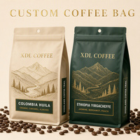 Sachet d'emballage de café personnalisé de 5 lb avec valve unidirectionnelle, en feuille d'aluminium haute barrière, pochette verticale refermable, échantillon gratuit, OEM