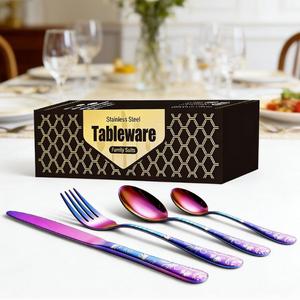 Luxury Custom logo Restaurant Dinnerware Cutlery Dinnerware Spoon Fork <b>Knife</b> White Gold Stainless Steel Flatware <b>Sets</b> - Product Image 3