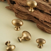 Poignées Rondes Rétro en Laiton Antique, Boutons de Meuble en Bronze Jaune pour Armoire à Chaussures, Bibliothèque, Penderie et Placard de Style Français