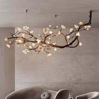 Lampe suspendue moderne de luxe en céramique motif fleur de magnolia, style rétro Wabi-Sabi, petite suspension en cuivre AC de style chinois pour salon