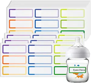 Label Botol Bayi, Multi Fungsi Tahan Air Label Nama Anak-anak, Kertas Perekat Sekolah Berbagai Ukuran dan Warna