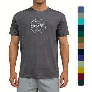 เสื้อยืดผู้ชายทรงปกติ ผ้าเนื้อนุ่มสบาย ออกแบบตามสั่ง ขายส่ง ผลิตจากผ้าไผ่ 95% สแปนเด็กซ์ 5% แขนสั้น ผ้าฝ้าย - Product Image 1