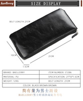 Baellerry dompet genggam pria klasik, dompet lipat dua banyak kartu bahan lembut tas ponsel kecil dengan tali pergelangan tangan