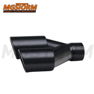 Zwarte schuine uitlaatsierstukken 2,5 inch inlaat <span class=keywords><strong>3</strong></span> inch dubbele uitlaten 9,76 inch lengte <span class=keywords><strong>Y</strong></span>-vormige auto eindpijp dubbele wand universele dubbele uitlaatsierstukken - Product Image 3