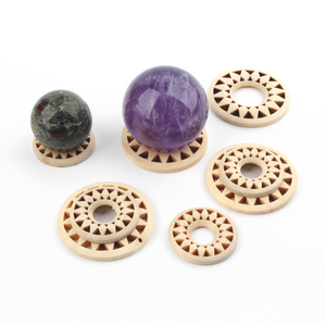 Natural Rock Quartz <b>Crystal</b> <b>Ball</b> Stand Sun Shaped Wooden Sphere Base for <b>Crystal</b> Egg - Product Image 1