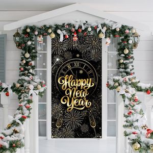 Feliz <span class=keywords><strong>Año</strong></span> <span class=keywords><strong>Nuevo</strong></span>, Cubierta para Puerta con Globos Azules, Banner para Puerta con Reloj <span class=keywords><strong>de</strong></span> <span class=keywords><strong>Cuenta</strong></span> <span class=keywords><strong>Regresiva</strong></span> para Nochevieja, Banners Colgantes Festivos Personalizables - Product Image 5