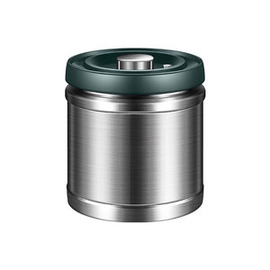 ภาชนะเก็บอาหารสุญญากาศสแตนเลส 304 ฝาปิดแบบพลิกทรงกระบอก กล่องเก็บอาหารแห้งในครัวเรือน - Product Image 3