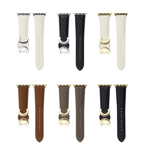 Bracelet en cuir cubique à double boucle magnétique pour Iwatch10 9876ultra Bracelet de remplacement pour Apple Watch Bracelet en cuir - Product Image 2