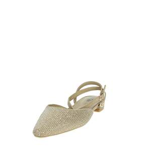 Ballerines plates pour femmes avec lanières et strass, bout pointu, beige - Product Image 6